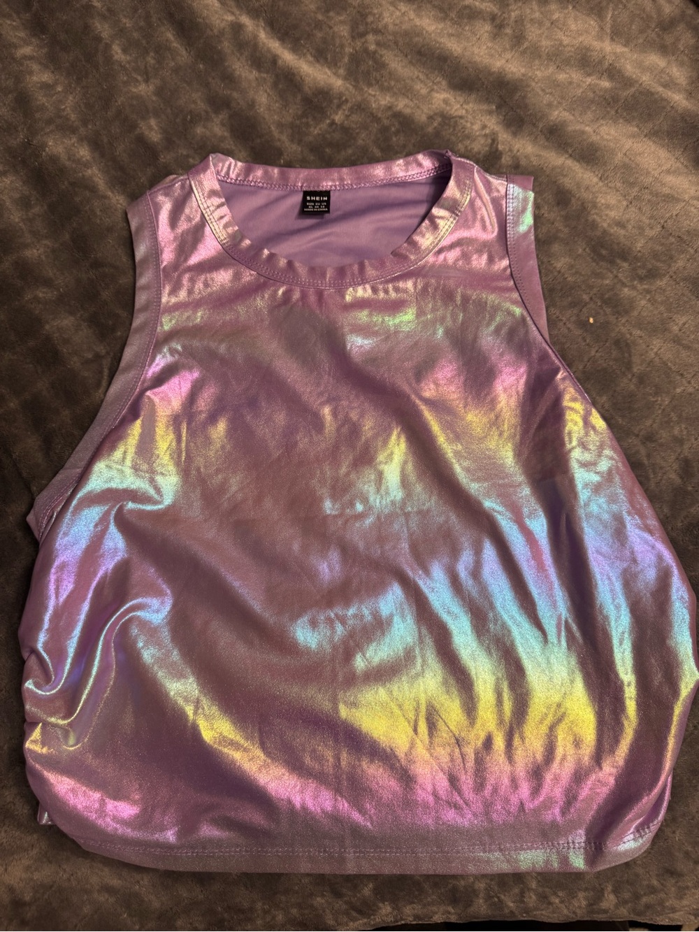 SHEIN Iridescent Lavender Tank Top with Shimmer
